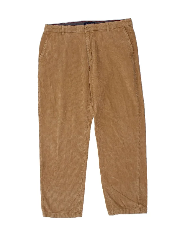 IZOD Mens Straight Corduroy Trousers W38 L32 Brown Cotton