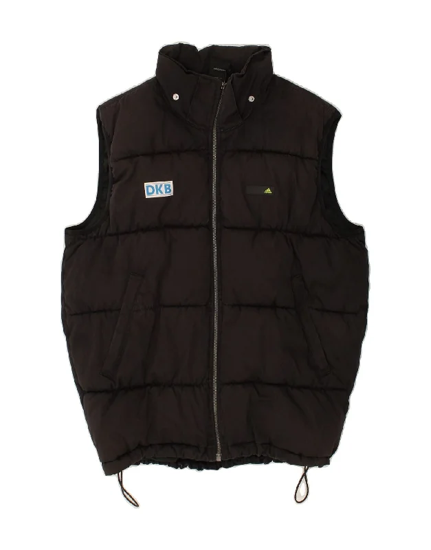 ADIDAS Mens Padded Gilet UK 38 Medium Black Cotton