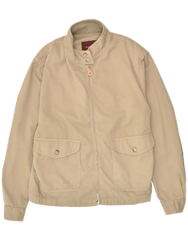 HENRY COTTONS Mens Bomber Jacket IT 46 Small Beige Cotton