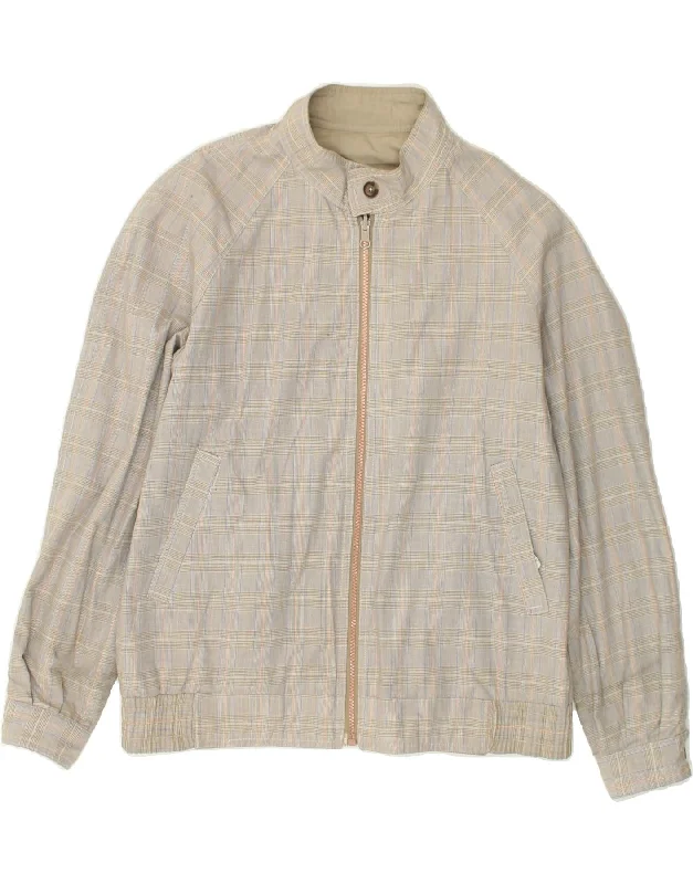 VINTAGE Mens Reversible Jacket IT 46 Small Grey Check Cotton