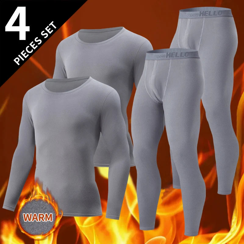 4-Piece /2-Piece Men's Long-sleeved Trousers In Autumn And Winter Thermal Underwear Casual Joker Sports Fitness Solid Color Suit