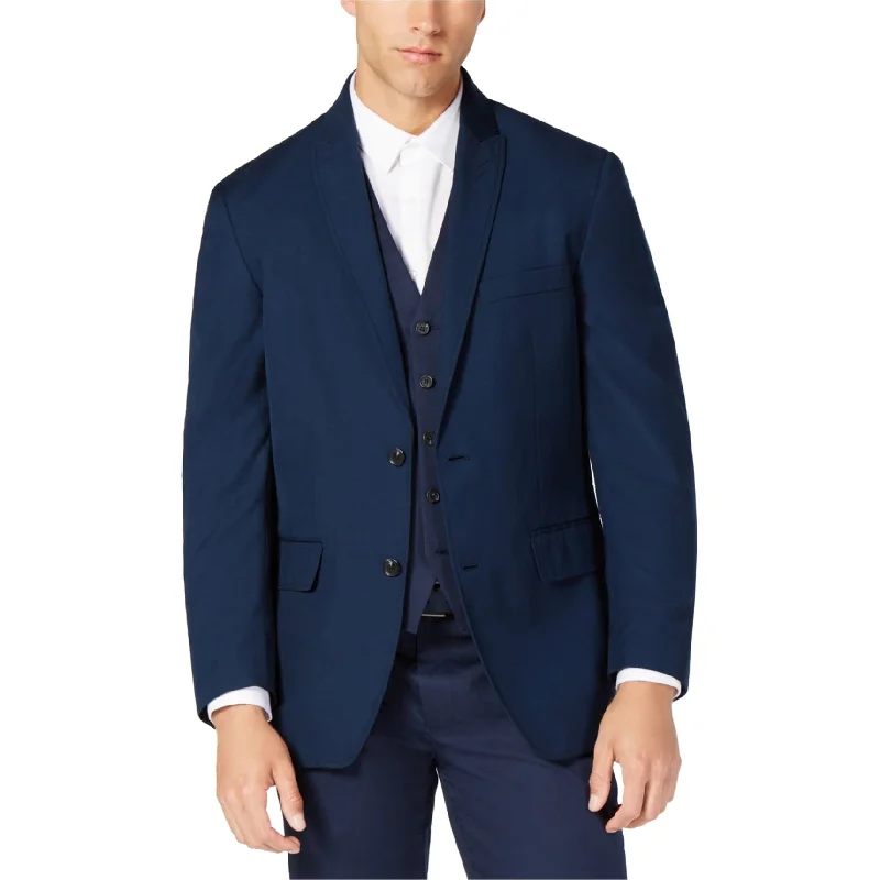 I-N-C Mens Twill Two Button Blazer Jacket, Blue, Small