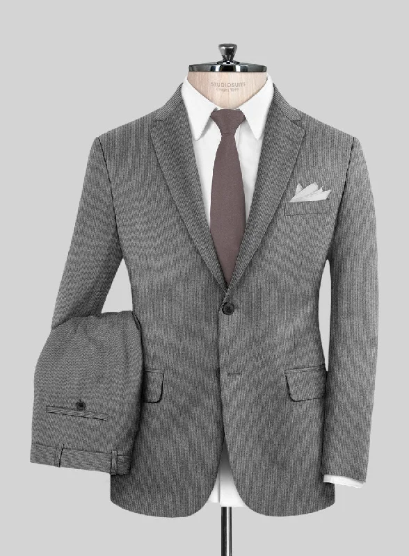 Italian Tiga Gray Mini Pinstripe Flannel Suit