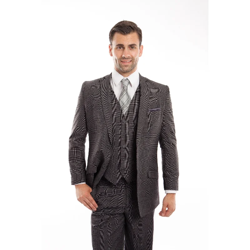 Men's Suit Slim Fit 3 Pieces Glen Plaid Notch Lapel Suit