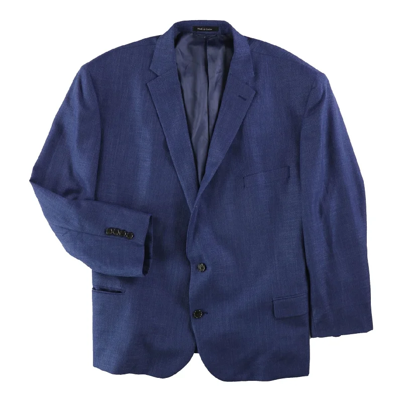 Ralph Lauren Mens Solid Two Button Blazer Jacket, Blue, 56 Long