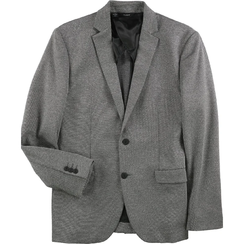 Alfani Mens Marl-Knit Two Button Blazer Jacket, Grey, Large (Regular)