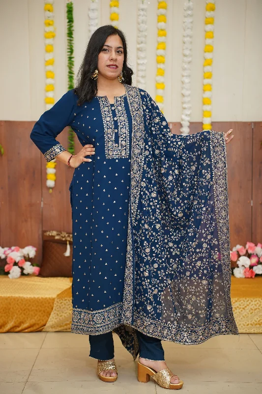 Peacock Zari Georgette Suit Set