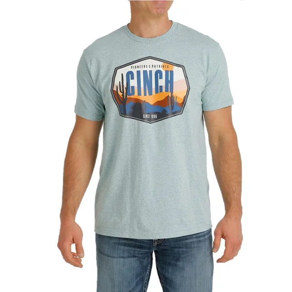 Cinch Heather Turquoise Sunset Logo Tee