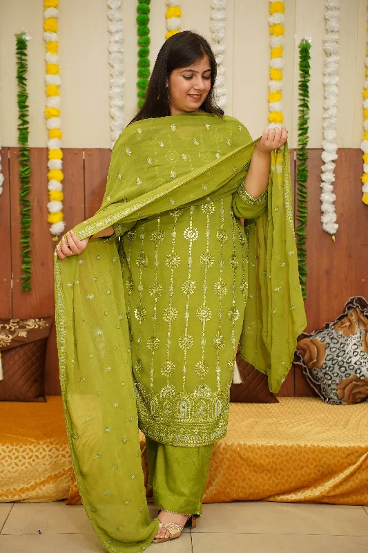 Olive Henna Mirrored Suit Set