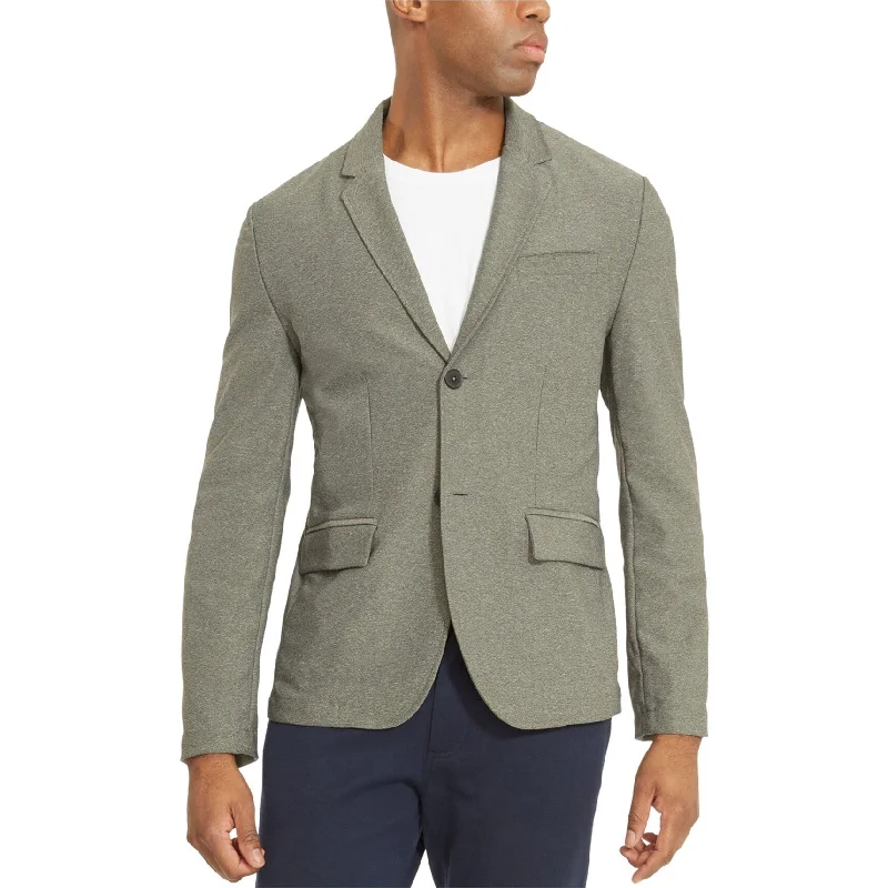 Kenneth Cole Mens Knit Two Button Blazer Jacket, Grey, X-Large