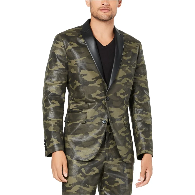 I-N-C Mens Camo Two Button Blazer Jacket, Green, Large