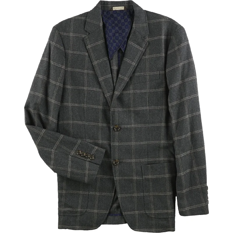 Tasso Elba Mens Windowpane Two Button Blazer Jacket