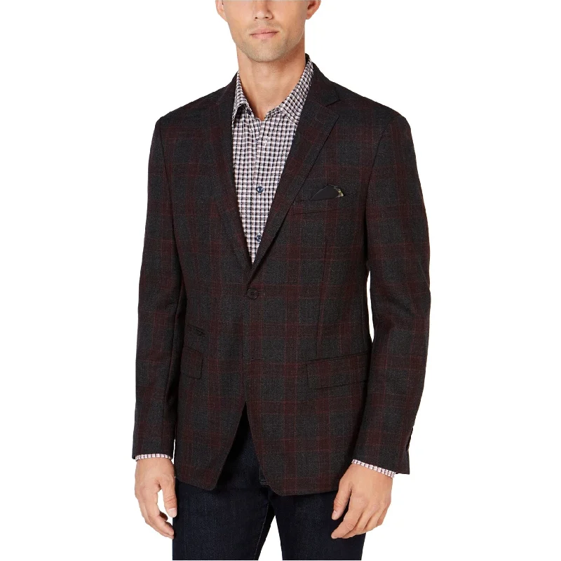 Tallia Mens Plaid Two Button Blazer Jacket