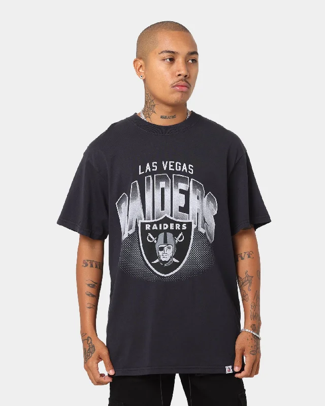 Majestic Athletic Las Vegas Raiders NFL Stripe Sleeve Oversized T-Shirt Faded Black