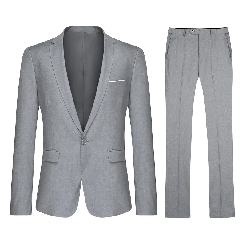 2-Piece Slim Fit Simple Designed Light Grey Suit