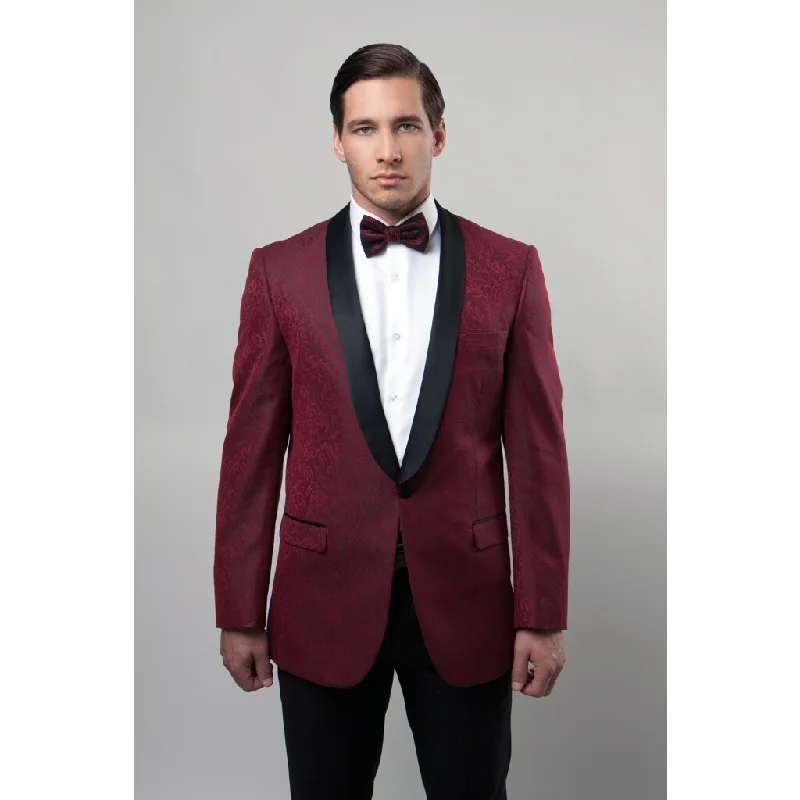 Tazio Men's Burgundy 1-Button Blazer