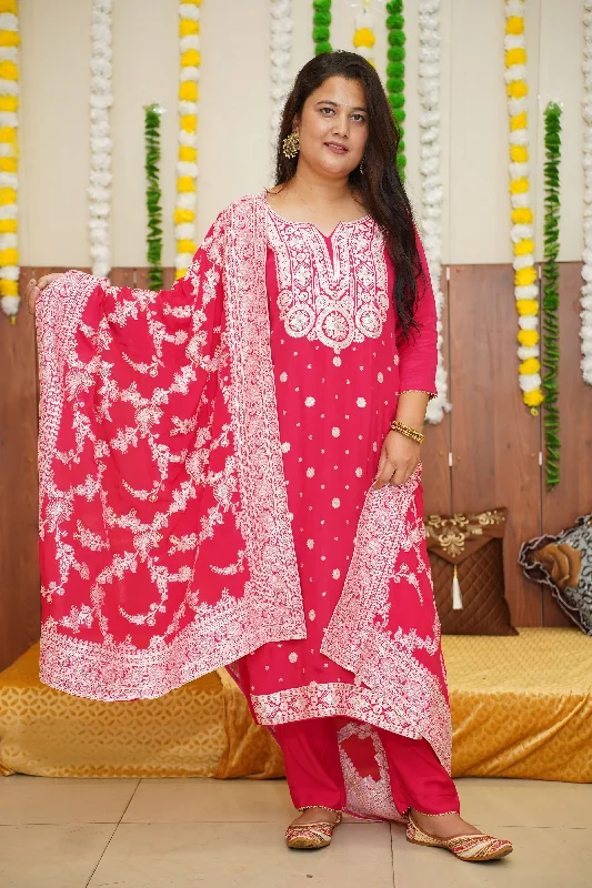 Pink Carnation Crepe Suit Set