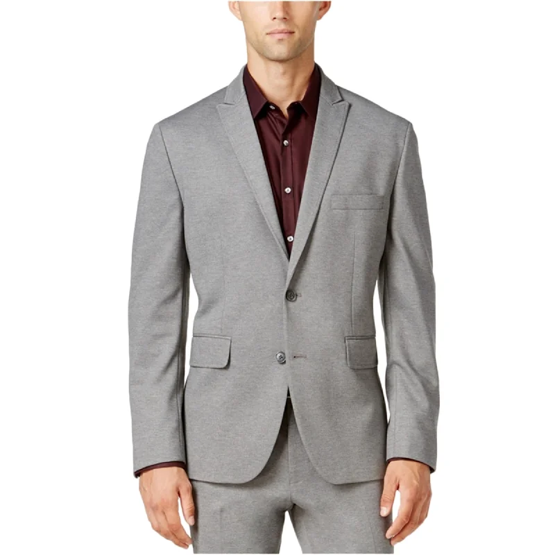 I-N-C Mens Heathered Two Button Blazer Jacket, Grey, X-Large (Regular)