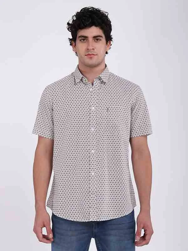 Men Printed Half Sleeve Cotton Shirt