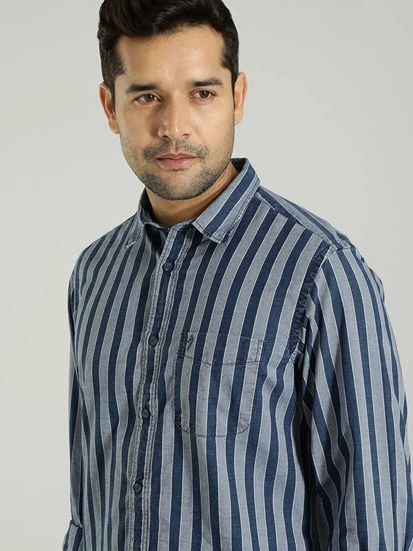 Men Striped Full Sleeve Cotton Shirt