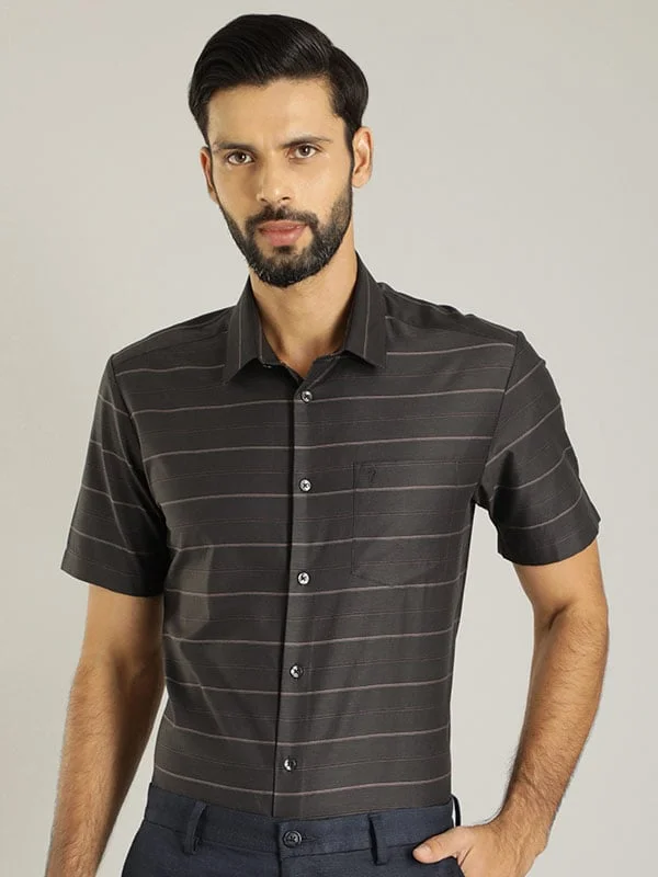 Men Striped Half Sleeve Cotton Shirt