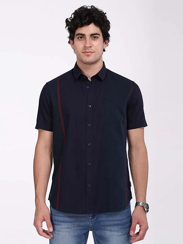 Men Striped Half Sleeve Cotton Shirt