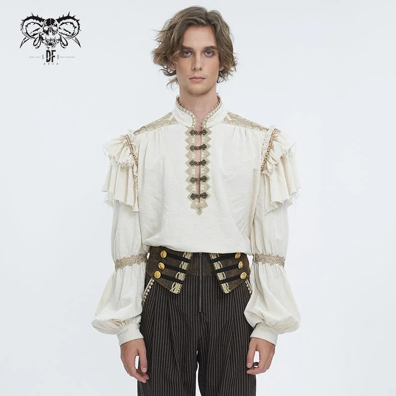 Men's Gothic Puff Sleeved Layered Ruffled Shirt