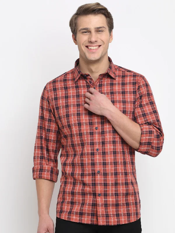 Men's Red Casual Big Checks Full Sleeve Shirt