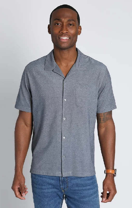 Short Sleeve Knit Oxford Camp Shirt