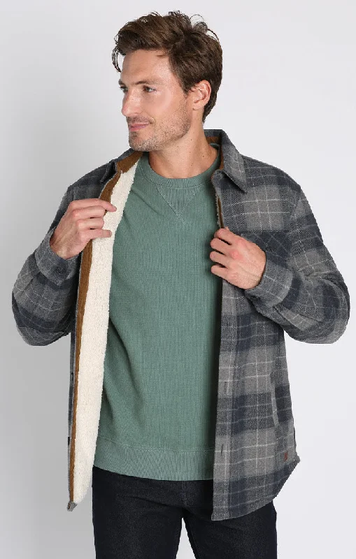 GREY PLAID SHERPA